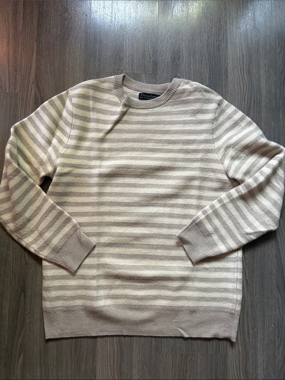 CHRISTIAN LACROIX - EXTRA FINE MERINO Neutral Striped Crewneck Sweater